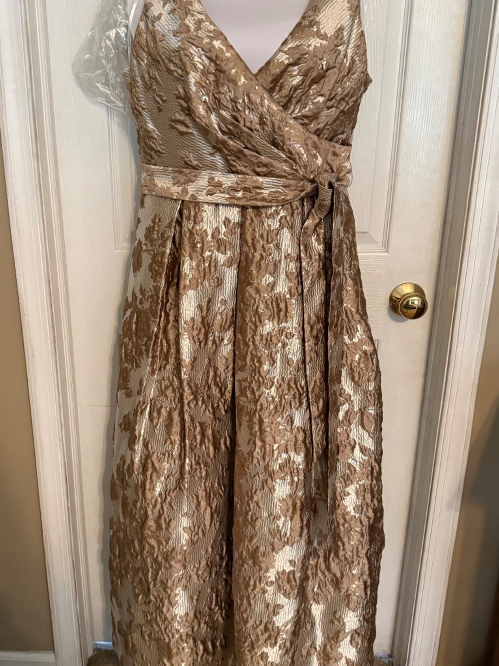 Donna Karan Women’s Brocade Wrap-Effect Ball Gown - Picture 3 of 4